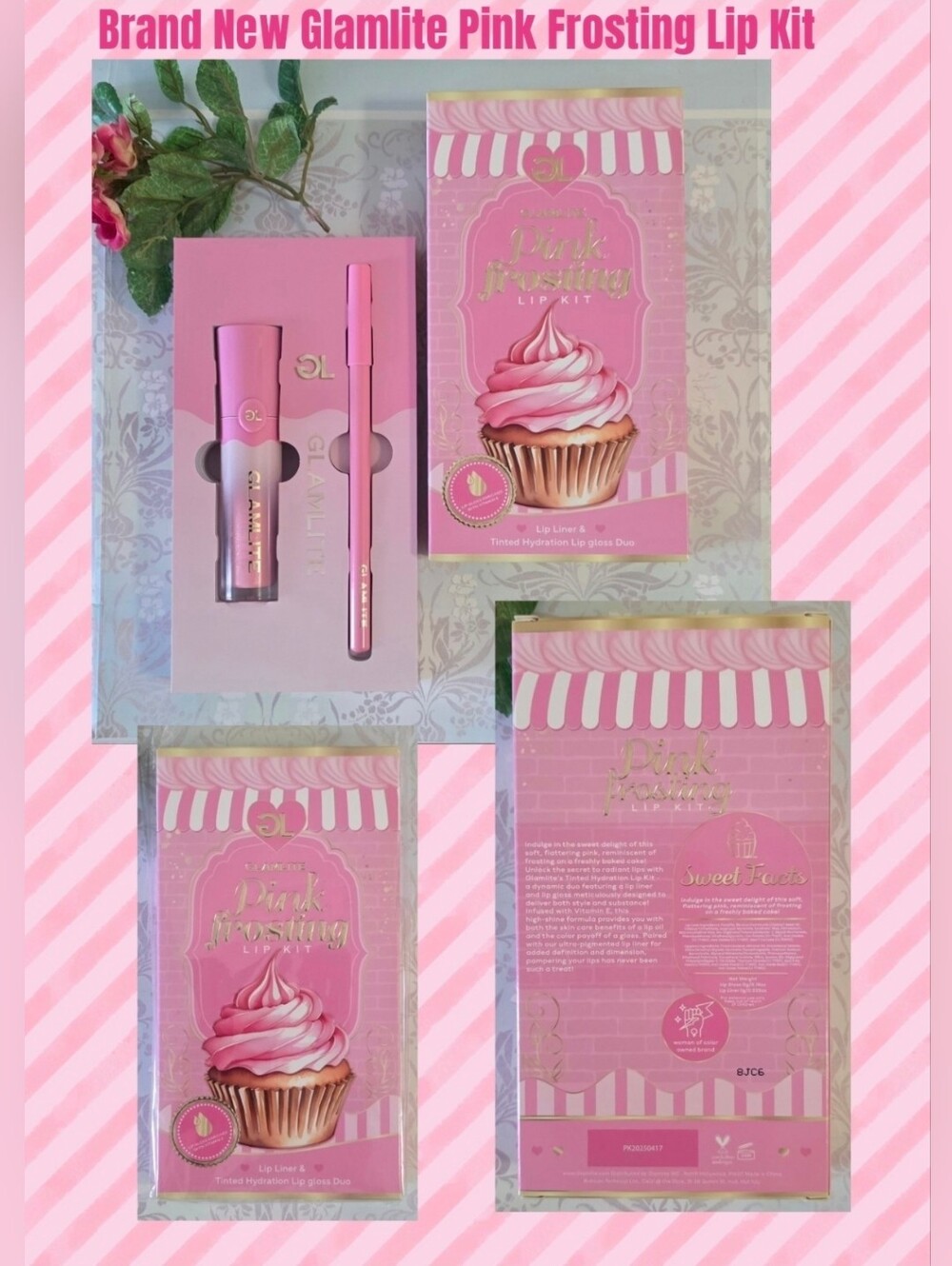 Glamlite Pink Frosting Lip Kit - Pink Lip Balm & Gloss